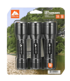 Ozark Trail 750 Lumen LED Flashlight 3-Pack, Water-Resistant, Impact-Resistant, Batteries Included