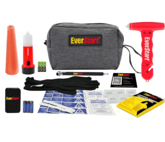 EverStart Compact Safety Kit with Escape Hammer & Emergency Signal Light. 3 in x 5 in x 8 in Length