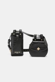 Nicole Lee USA 2 Piece Texture Belt Bag (Color: Black, size: One Size)