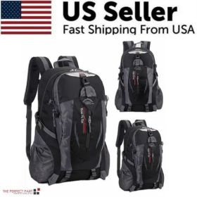 40L Men Women Travel Backpack Rucksack Camping Laptop Hiking School (Color: Black)