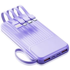 PD22.5W Fast Charger 20000mAh Fast Charging Power Bank Portable Charger with 4 Inbuilt Cables Digital Display Handle Fit For IOSPhone 15/14 Andro (Color: Purple)