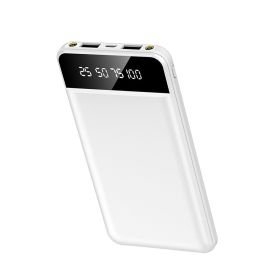 10000mAh Power Bank Portable Ultra Slim Charger External Battery Pack with 2 USB Output Ports Charging Cable LED Flashlight Compatible with IOSPh (Color: White)