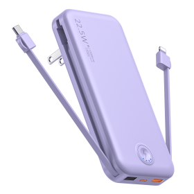 Portable Power Bank with Built in Cables Mobile Phone Portable Charger Power Phone Charger Backup Battery for IPhone,Andriod Phone, Galaxy Ect. (Color: Purple)